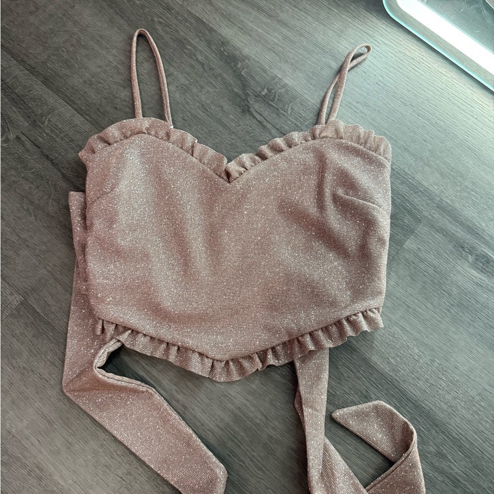 Altar'd State Pink Ruffled Bustier Camisole